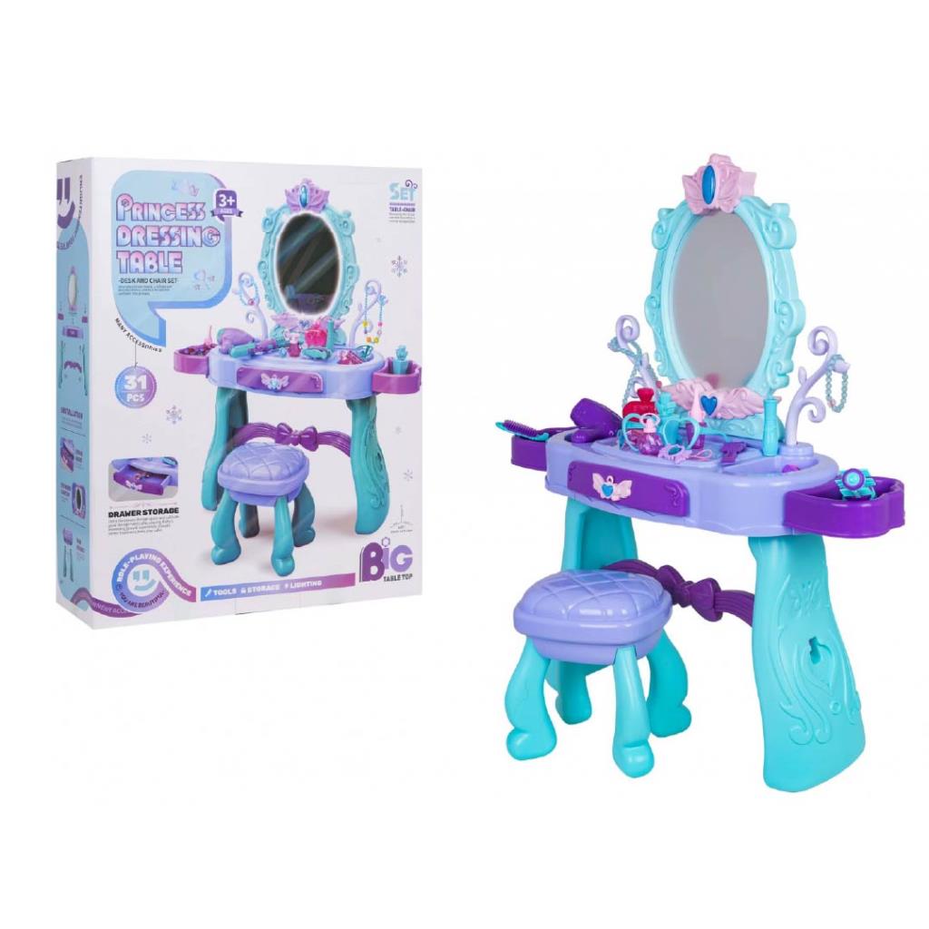 طاولة تسريح أميرات فاخرة مع كرسي وإكسسوارات كاملة